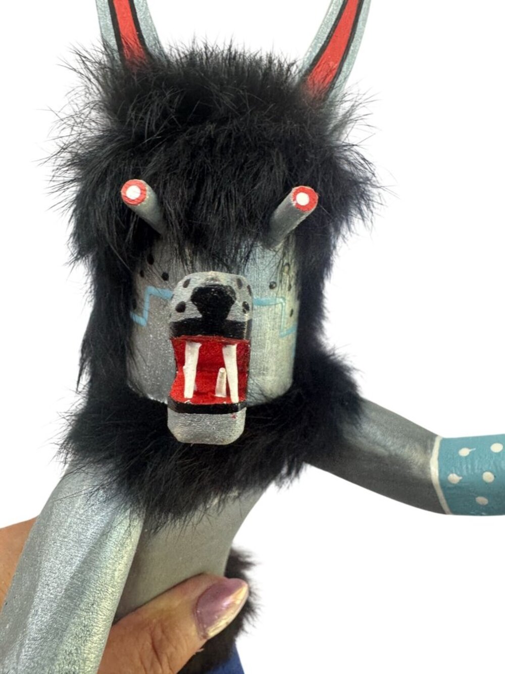 Wolf Navajo Kachina Doll PL Begay 14" Dine Signed Bow Arrow Native American - Picture 7 of 9